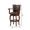 360-Degree Swivel Barstool Sleek Rolled Arms Nailhead Accents Brown By Casagear Home BM241952