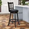 Swivel Bar Stool with Curved Vertically Slatted Back Dark Brown By Casagear Home BM241954