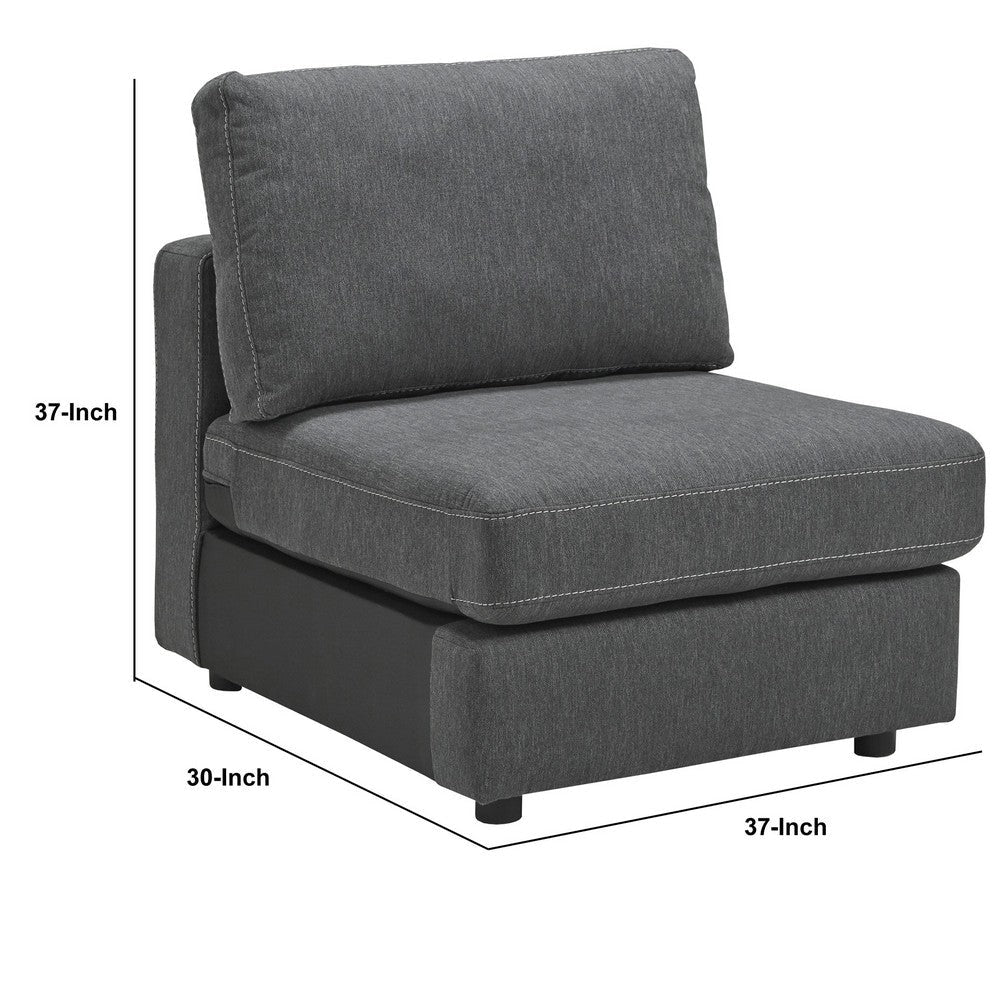 Armless Chair with Fabric Padded Seat and Block Legs Gray By Casagear Home BM241975