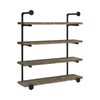 Wall Shelf with 4 Tier Shelves and Pipe Design Frame Brown By Casagear Home BM242027