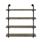 Wall Shelf with 4 Tier Shelves and Pipe Design Frame Brown By Casagear Home BM242027