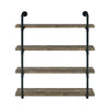 Wall Shelf with 4 Tier Shelves and Pipe Design Frame Brown By Casagear Home BM242027