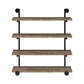 Wall Shelf with 4 Tier Shelves and Pipe Design Frame Brown By Casagear Home BM242027