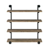 Wall Shelf with 4 Tier Shelves and Pipe Design Frame Brown By Casagear Home BM242027