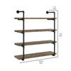 Wall Shelf with 4 Tier Shelves and Pipe Design Frame Brown By Casagear Home BM242027