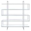 Bookcase with 5 Tempered Glass Shelves and Electroplated Frame Chrome By Casagear Home BM242029