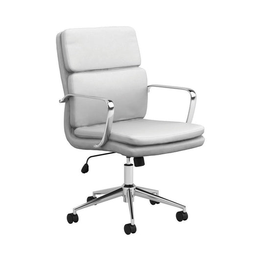 Leatherette Office Chair with Top Panel Padded Back, Gray By Casagear Home