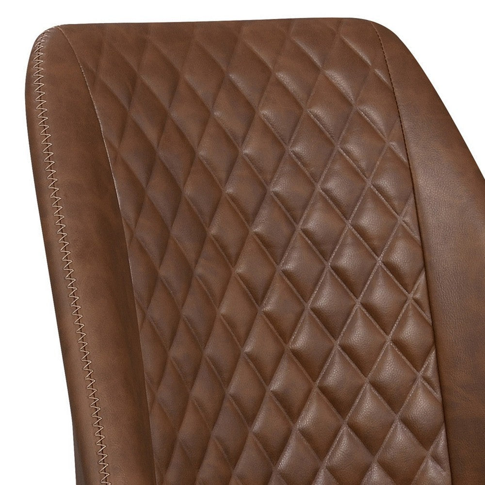 Leatherette Office Chair with Sloped Back and Diamond Stitching Brown By Casagear Home BM242036