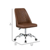 Leatherette Office Chair with Sloped Back and Diamond Stitching Brown By Casagear Home BM242036