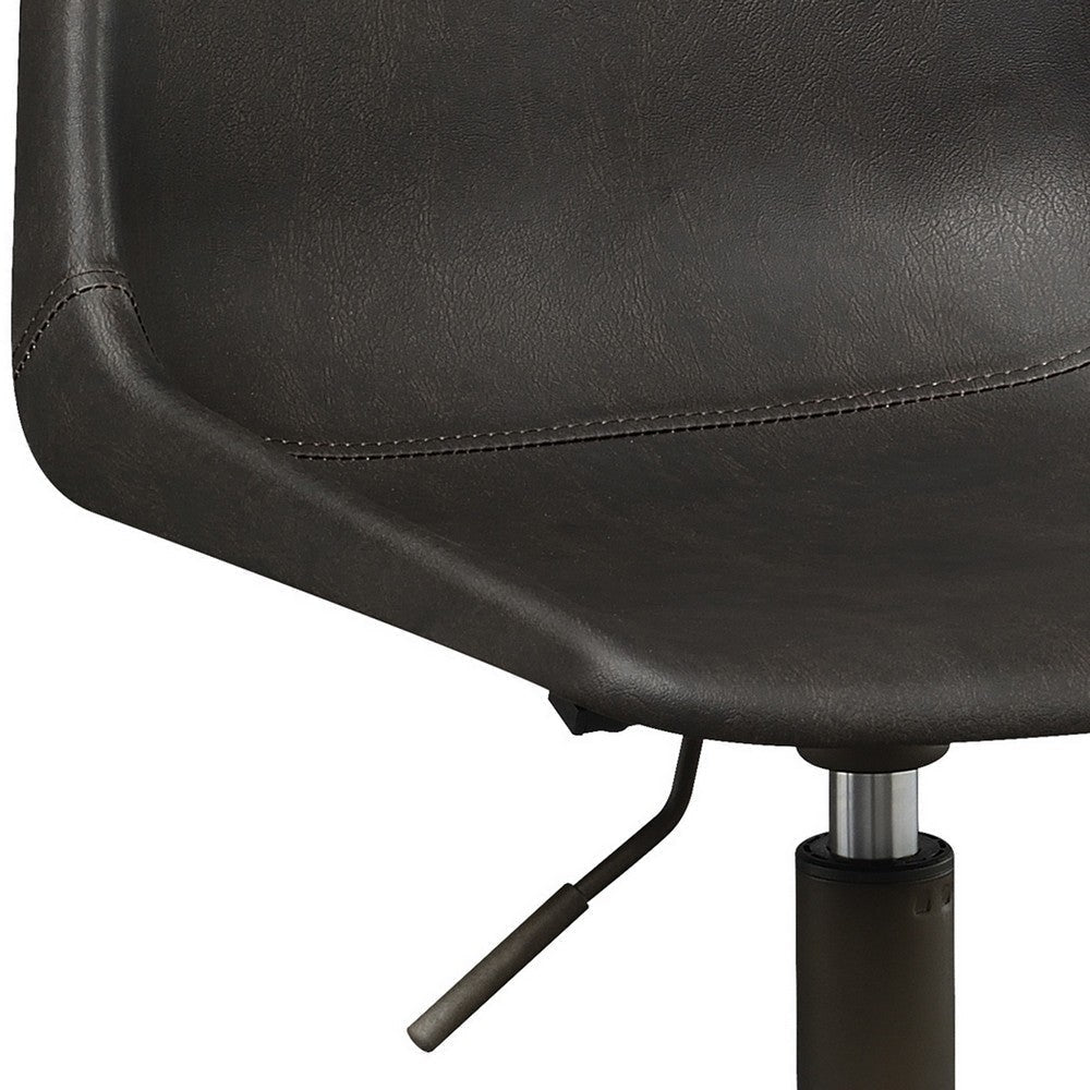 Fabric Office Chair with Curved Back and Contrast Stitching Brown By Casagear Home BM242037