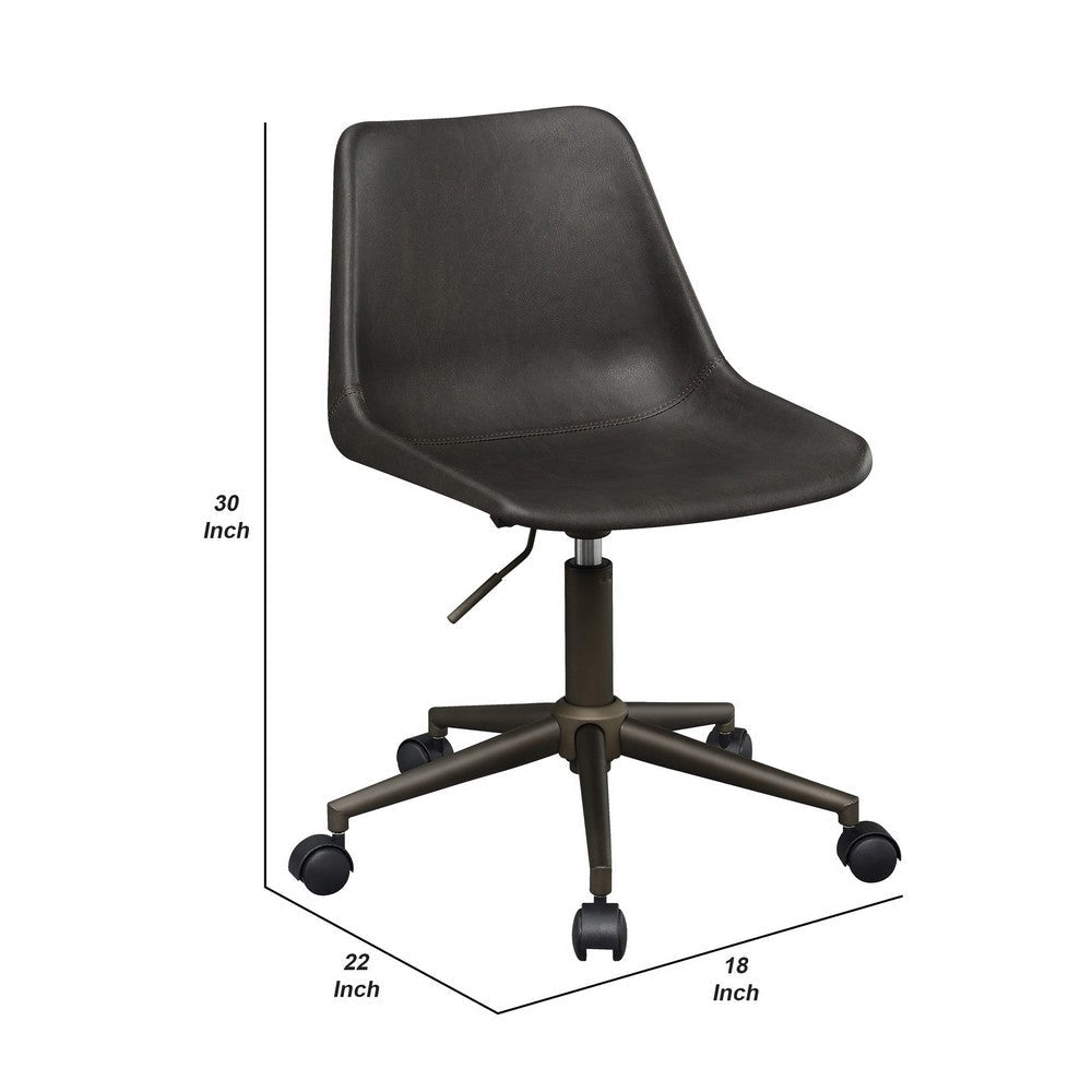 Fabric Office Chair with Curved Back and Contrast Stitching Brown By Casagear Home BM242037