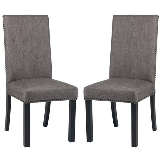 Dining Chair with Nailhead Trim and Fabric Seat, Set of 2, Gray By Casagear Home