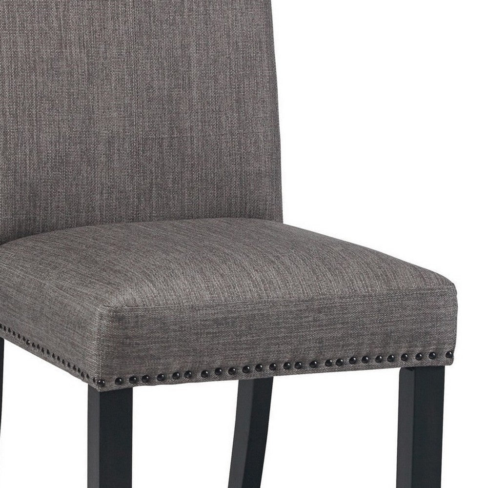 Dining Chair with Nailhead Trim and Fabric Seat Set of 2 Gray By Casagear Home BM242104