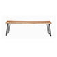 Wooden Dining Bench with Live Edge Details and Metal Legs Brown By Casagear Home BM242107