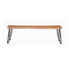 Wooden Dining Bench with Live Edge Details and Metal Legs Brown By Casagear Home BM242107