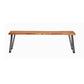 Wooden Dining Bench with Live Edge Details and Metal Legs Brown By Casagear Home BM242107