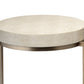 Metal Side Table with Round Top and Bottom White and Gold By Casagear Home BM242112