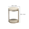 Metal Side Table with Round Top and Bottom White and Gold By Casagear Home BM242112