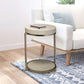 Metal Side Table with Round Top and Bottom White and Gold By Casagear Home BM242112