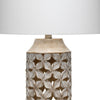 Resin Table Lamp with Geometric Cutouts White and Gray By Casagear Home BM242118