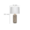 Resin Table Lamp with Geometric Cutouts White and Gray By Casagear Home BM242118