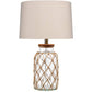 Glass Table Lamp with Jute Wrapped Design, Clear and Brown By Casagear Home