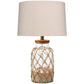 Glass Table Lamp with Jute Wrapped Design Clear and Brown By Casagear Home BM242124