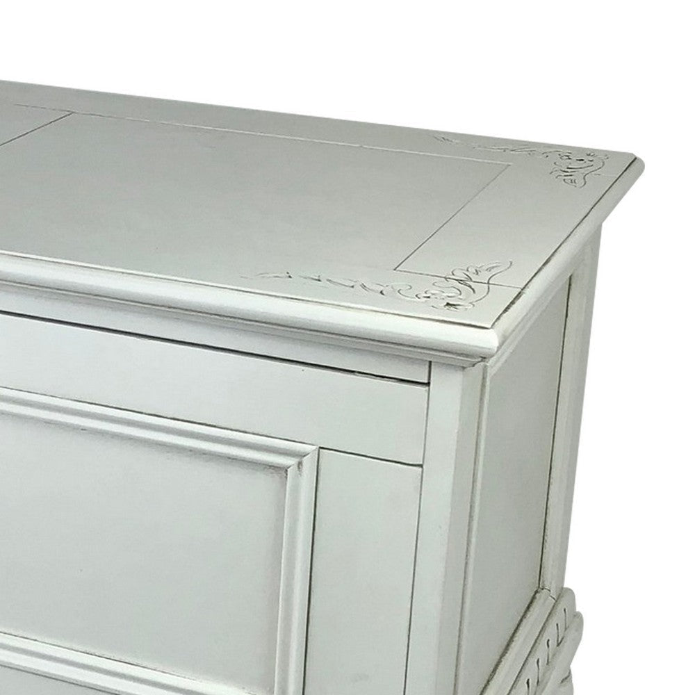 Accent Chest with Drop Down Storage and Carved Details White By Casagear Home BM242205