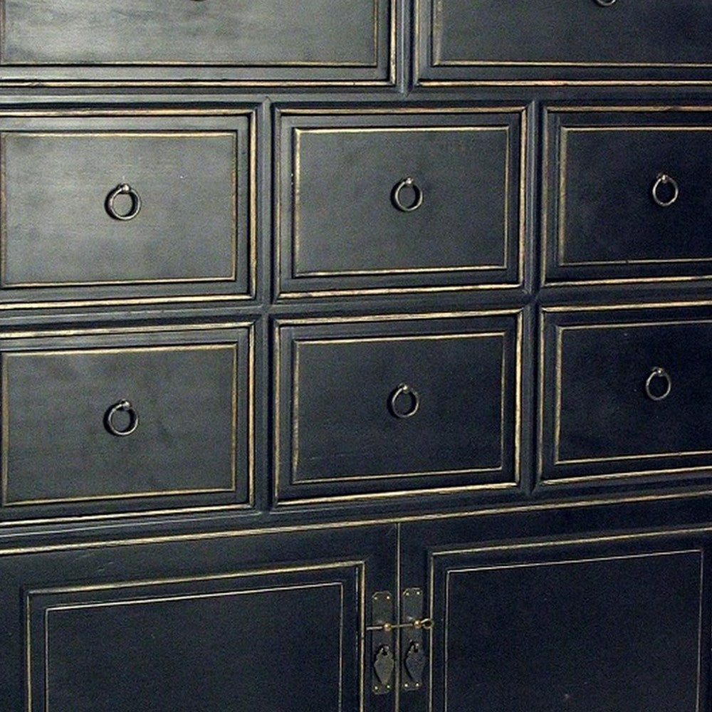 8 Drawer Chest with Metal Ring Pulls Antique Black By Casagear Home BM242224