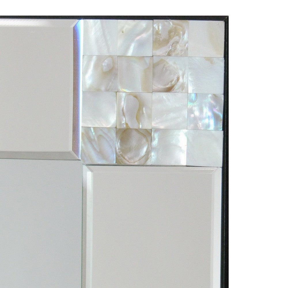 Rectangle Beveled Mirror with Mother of Pearl Accent Silver By Casagear Home BM242251