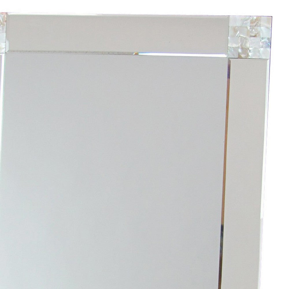 Rectangle Beveled Mirror with Mother of Pearl Accent Silver By Casagear Home BM242251