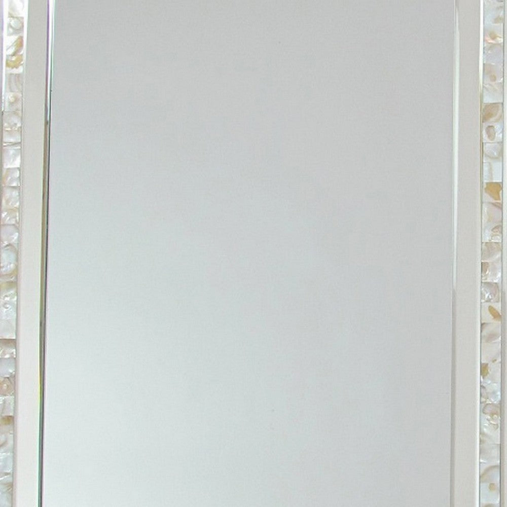 Beveled Mirror with Mother of Pearl Strip Accent Silver By Casagear Home BM242252