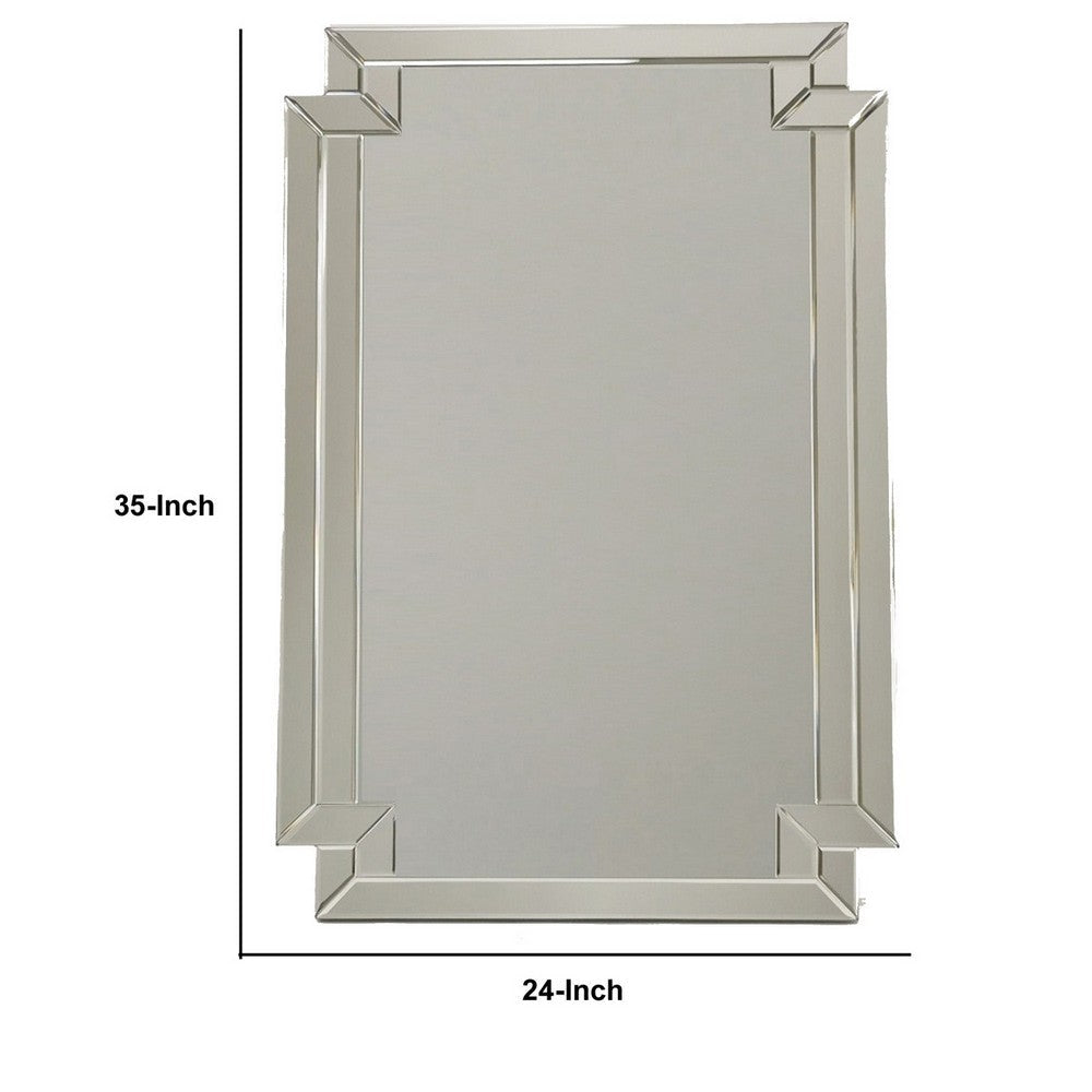 Accent Mirror with Intersected Beveled Frame Silver By Casagear Home BM242255