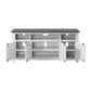 TV Stand with 3 Cabinets and 3 Cubbies White and Gray By Casagear Home BM242256