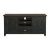 TV Stand with 2 Cabinets and 2 Cubbies Black and Brown By Casagear Home BM242257