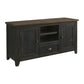 TV Stand with 2 Cabinets and 2 Cubbies, Black and Brown By Casagear Home