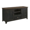 TV Stand with 2 Cabinets and 2 Cubbies, Black and Brown By Casagear Home