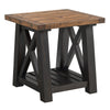 End Table with Slatted Shelf and X Legs, Brown and Black By Casagear Home