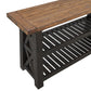 Sofa Table with 2 Slatted Shelves and X Legs Brown and Black By Casagear Home BM242268