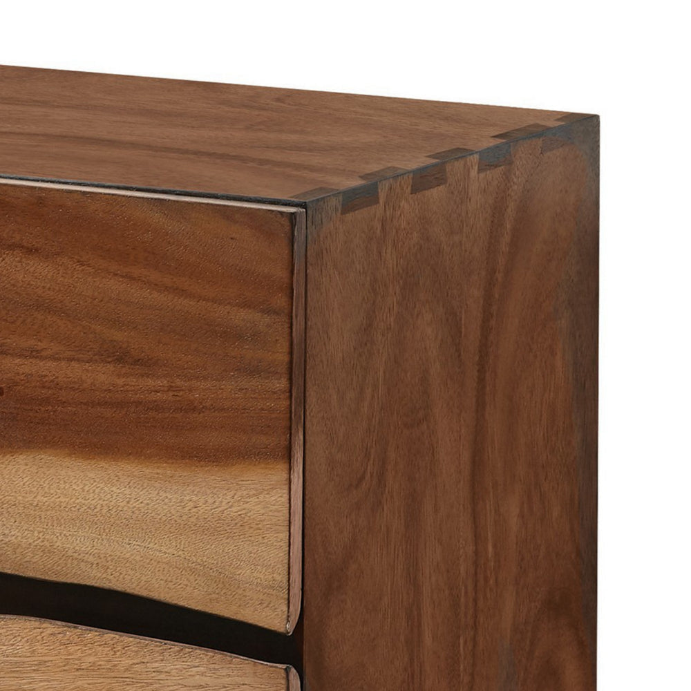 Nightstand with 2 Drawers and Live Edge Details Brown By Casagear Home BM242607