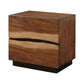 Nightstand with 2 Drawers and Live Edge Details Brown By Casagear Home BM242607