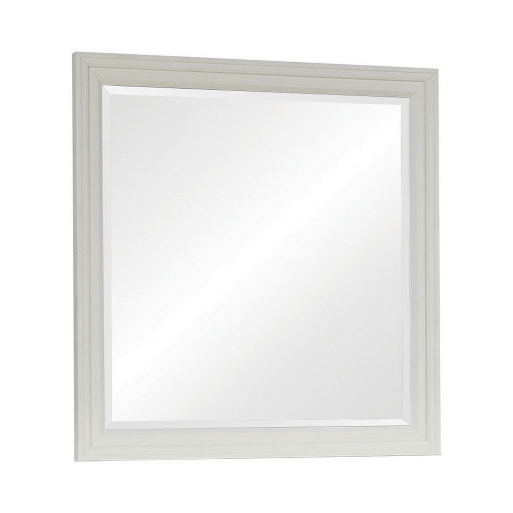 Wooden Mirror with Molded Trim Details White By Casagear Home BM242611