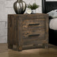 Wooden Nightstand with 2 Drawers and Grain Details, Brown By Casagear Home