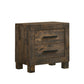 Wooden Nightstand with 2 Drawers and Grain Details Brown By Casagear Home BM242616