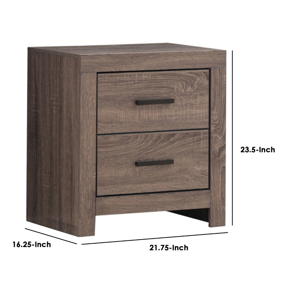 2 Drawer Nightstand with Metal Bar Pulls Brown By Casagear Home BM242646