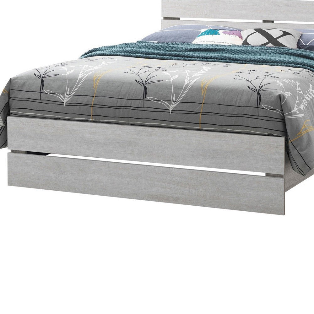 Queen Bed with Panel Headboard and Footboard White By Casagear Home BM242650