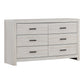 Dresser with 6 Drawers and Metal Bar Pulls, White By Casagear Home