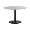 Dining Table with Marble Top and Metal Flared Base White and Black By Casagear Home BM242697