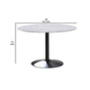 Dining Table with Marble Top and Metal Flared Base White and Black By Casagear Home BM242697