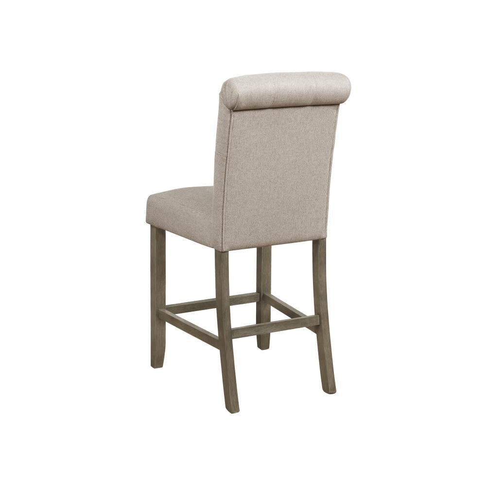 Counter Height Stool with Button Tufted Rolled Back Set of 2 Beige By Casagear Home BM242710